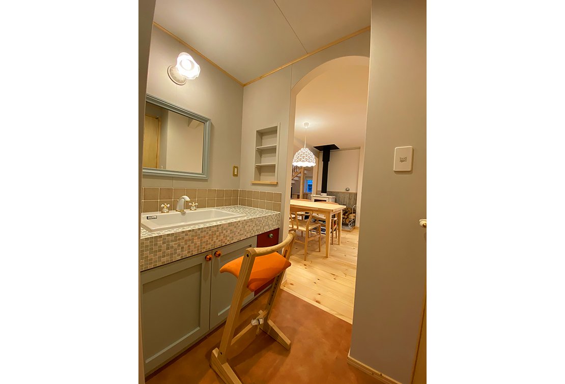 タイル仕上げの洗面